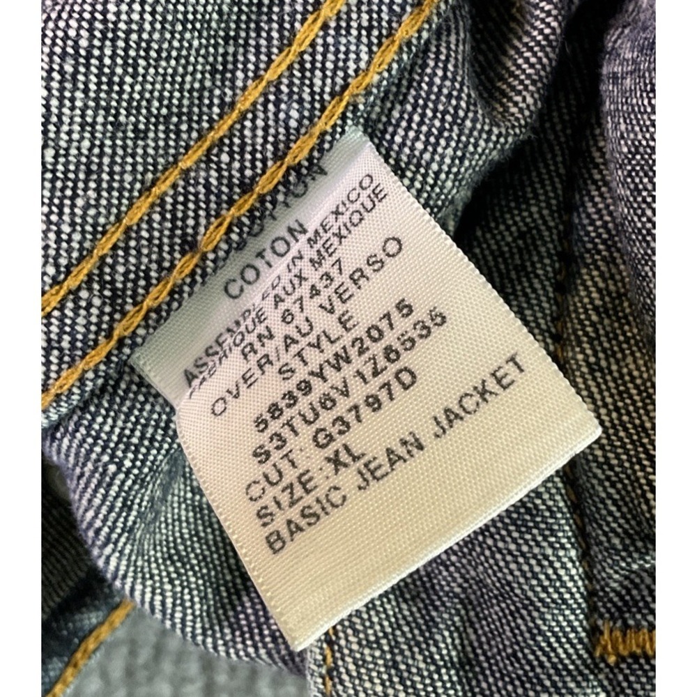 Polo Ralph Lauren Mens Denim Trucker Jacket Dark Wash Distressed Blue XL - Picture 3 of 16